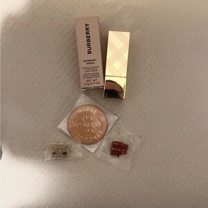 NIB Burberry Satin Lip Colour w/ 3 New Burberry Lapel Pins and inspired Notebook
